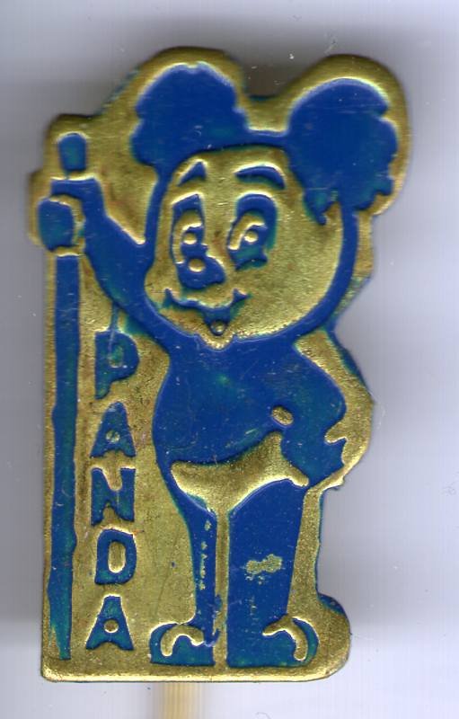 Panda blauw op koper strip speldje ( J_070 ) - nr. 1