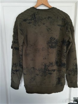 Gabbiano Boys olijfgroen camouflage sweater maat 176 zgan - 0