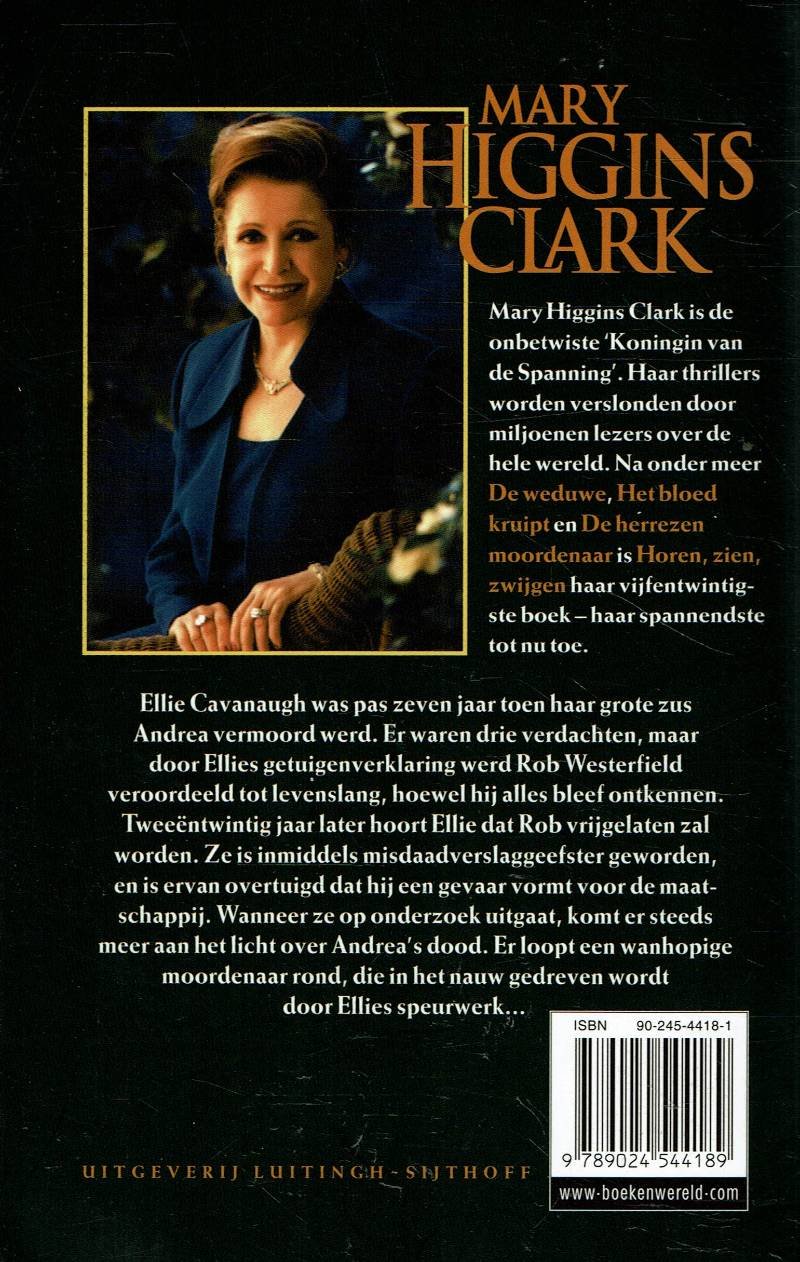 Mary Higgins Clark = Horen , zien, zwijgen - Afbeelding 2