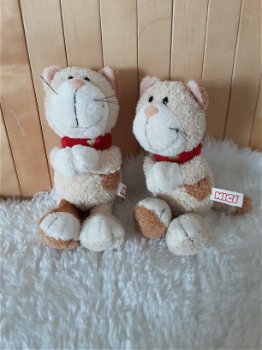 1700 Poes NICI knuffel badstof rode halsband 15cm - 0