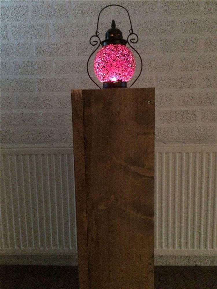 Sfeerlantaarn klein met gekleurd paars glas-decoratie - Afbeelding 4