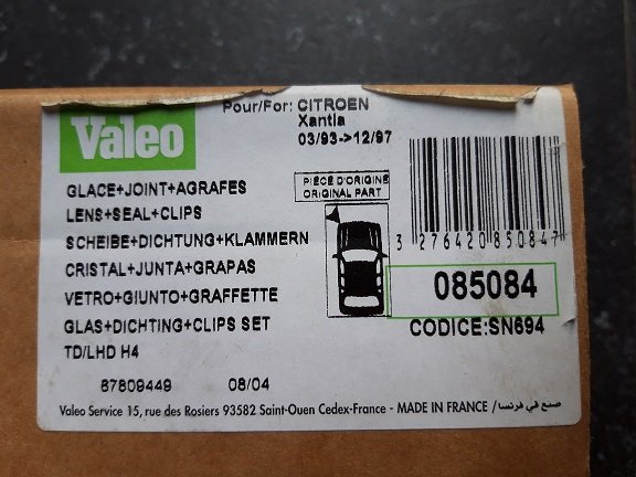Citroën Xantia (93-97) Koplampglas Lens Scheibe Valeo 085084 Links - Afbeelding 7