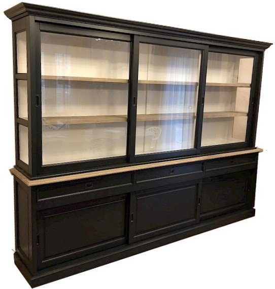Buffetkast Sneek zwart - wit met eiken 300 x 50/40 x 220 - nr. 1