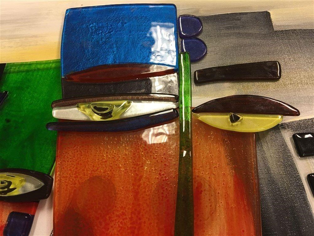 Wandecoratie glas op doek, zeer apart en fraai!! - Afbeelding 4