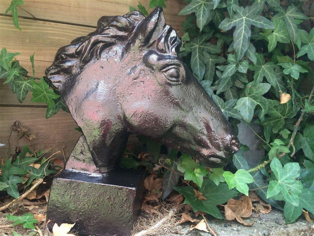1 paard gietijzer hoofd, in roest-optica zwart-buste - Afbeelding 6