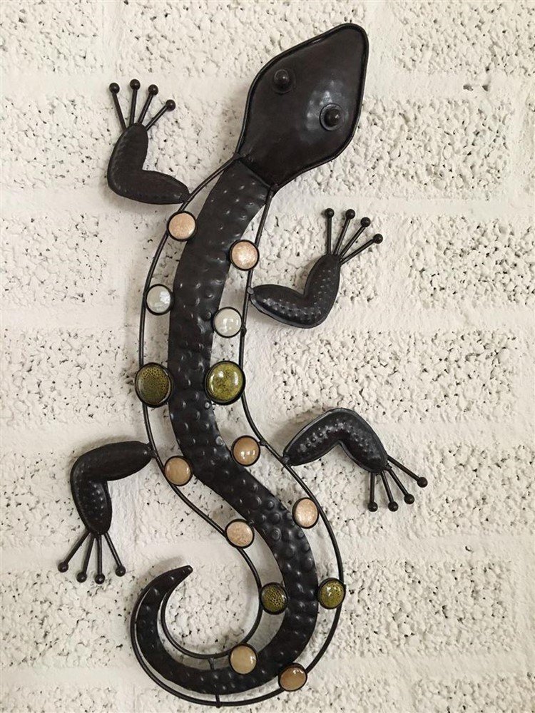 1 Salamander -hagedis- ijzer,vol collor-tuin-decoratie - nr. 1