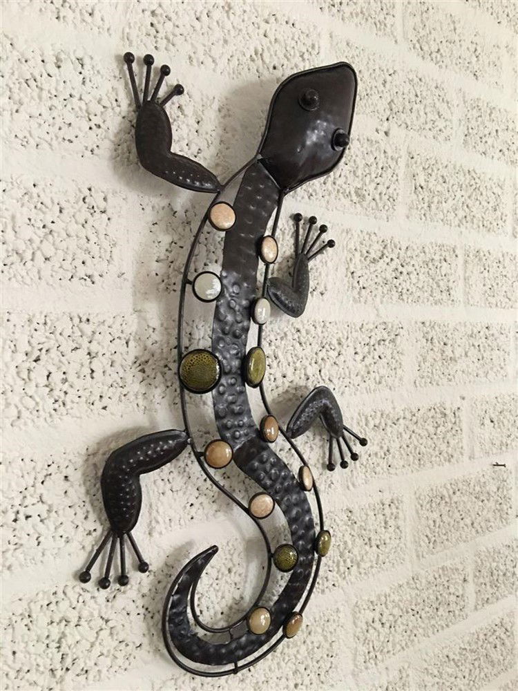 1 Salamander -hagedis- ijzer,vol collor-tuin-decoratie - Afbeelding 2
