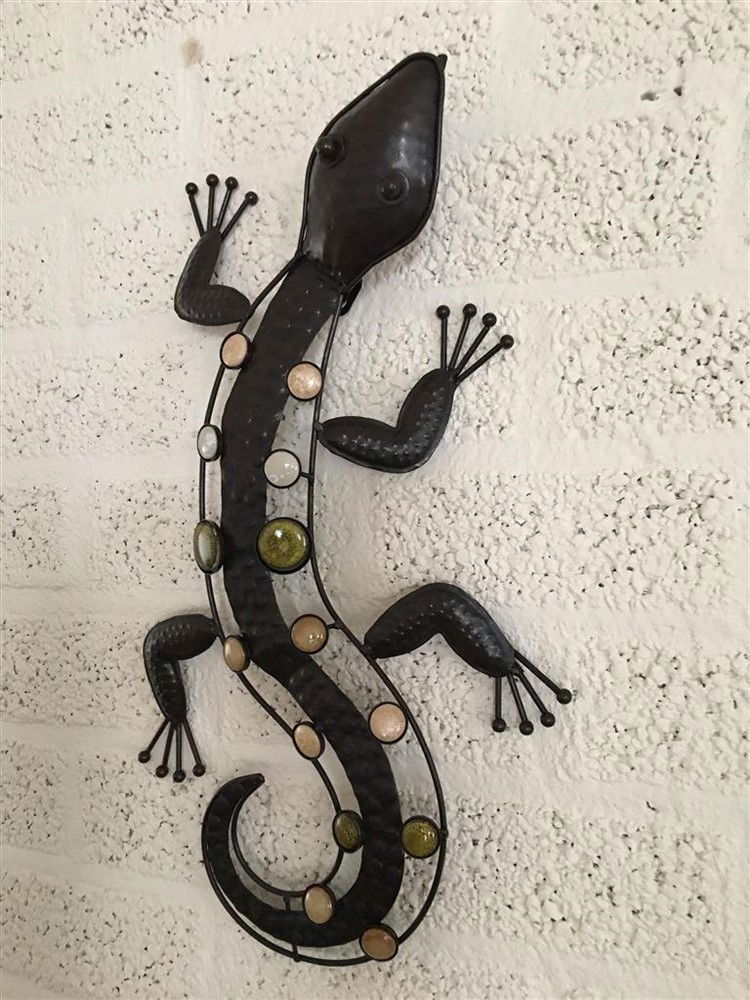 1 Salamander -hagedis- ijzer,vol collor-tuin-decoratie - Afbeelding 3