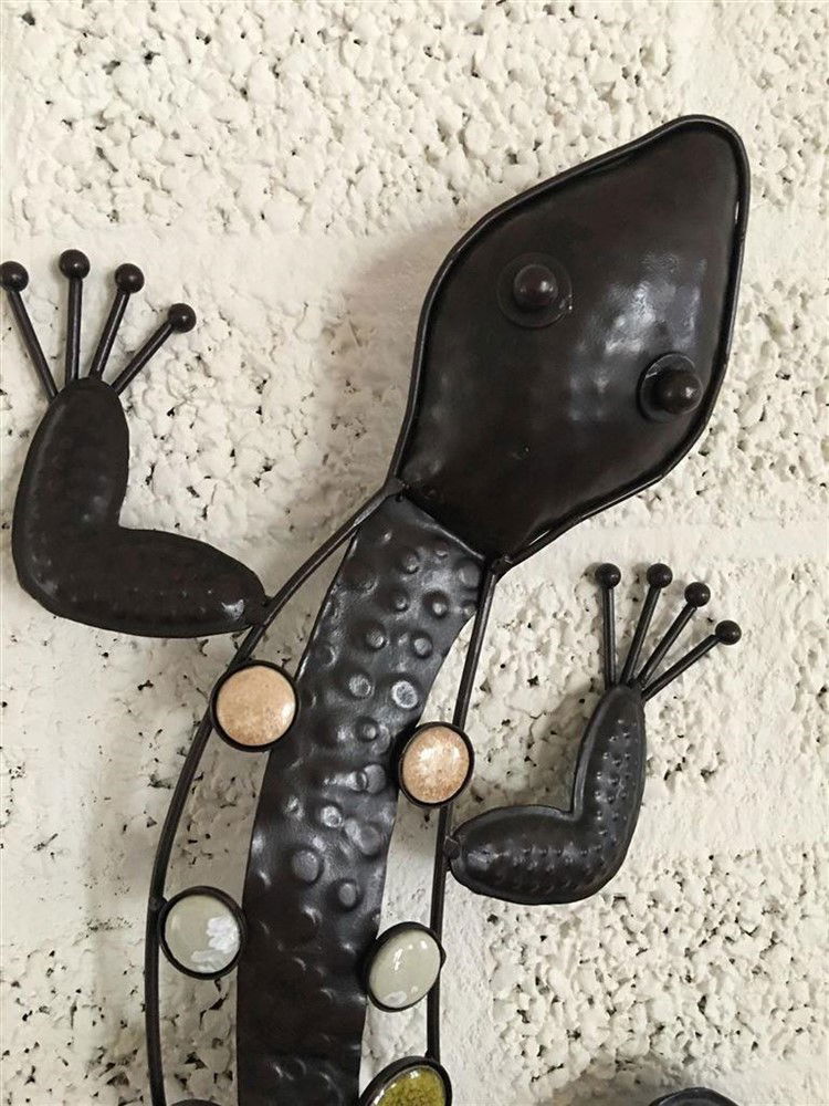 1 Salamander -hagedis- ijzer,vol collor-tuin-decoratie - Afbeelding 4