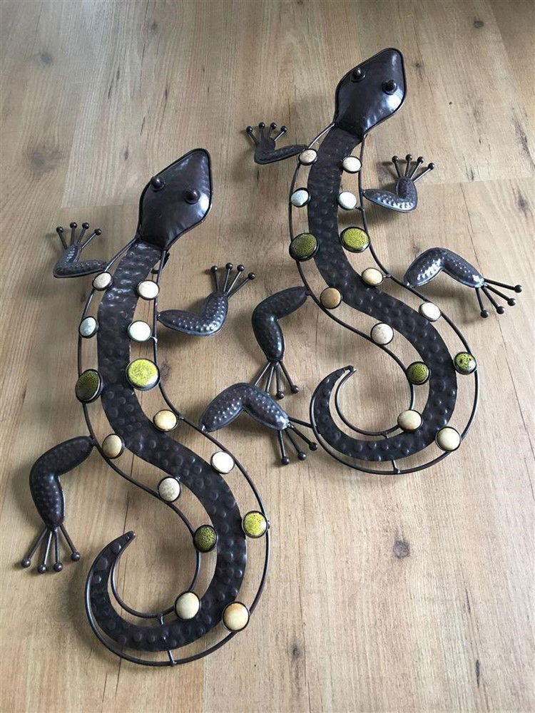 1 Salamander -hagedis- ijzer,vol collor-tuin-decoratie - Afbeelding 8