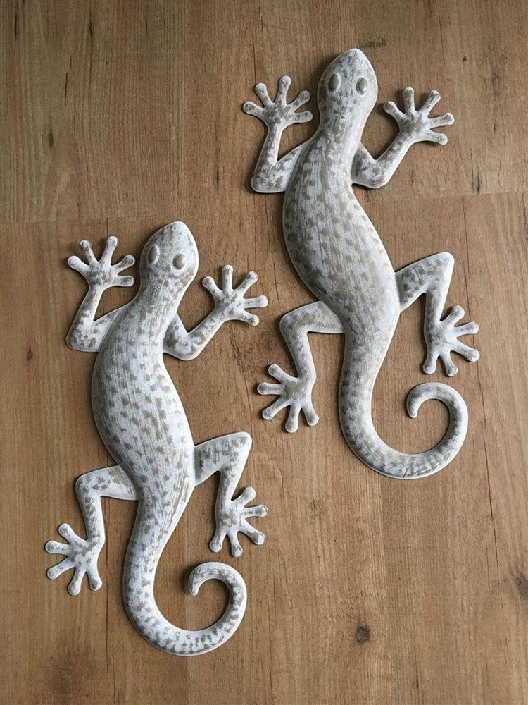 1 set Salamanders-hagedissen-ijze-groen-grijs-decoratie - nr. 1