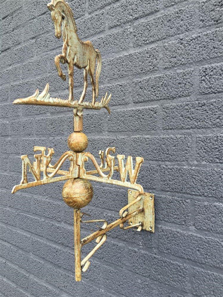 1 Wand windwijzer paard ijzer, green-rust.-windwijzer - Afbeelding 2