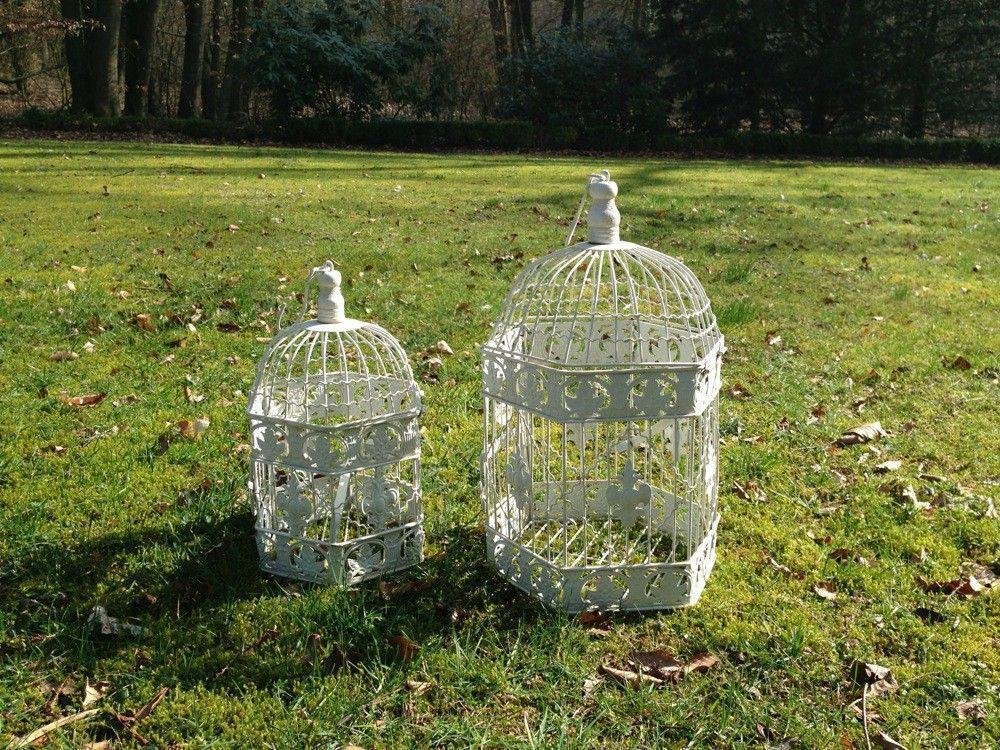 2 Vogelkooitjes, klein+groot, Metaal-vogel-kooi-deco - nr. 1