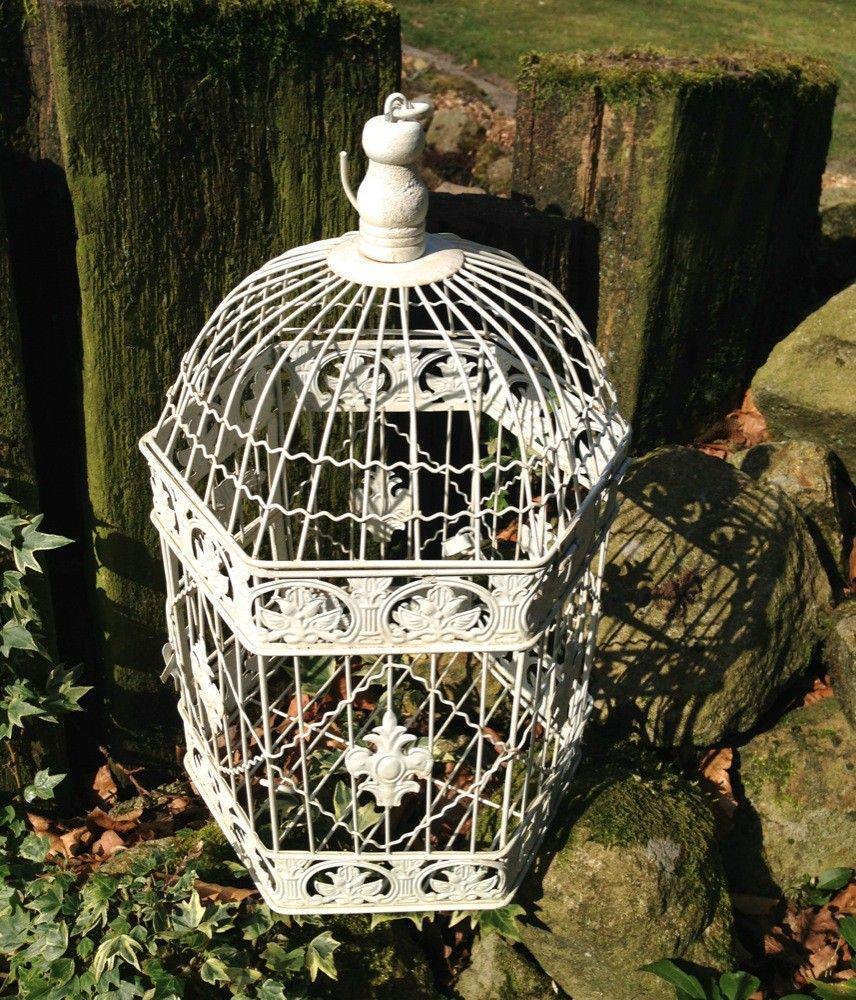 2 Vogelkooitjes, klein+groot, Metaal-vogel-kooi-deco - Afbeelding 3