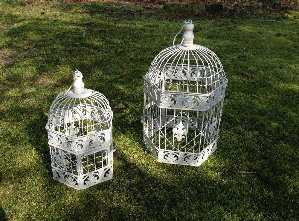 2 Vogelkooitjes, klein+groot, Metaal-vogel-kooi-deco - Afbeelding 4