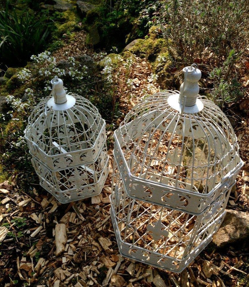 2 Vogelkooitjes, klein+groot, Metaal-vogel-kooi-deco - Afbeelding 5