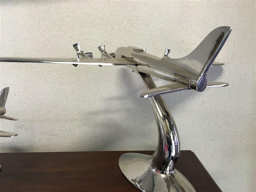 Aluminium vliegtuig groot model op statief, prachtig-deco - Afbeelding 3