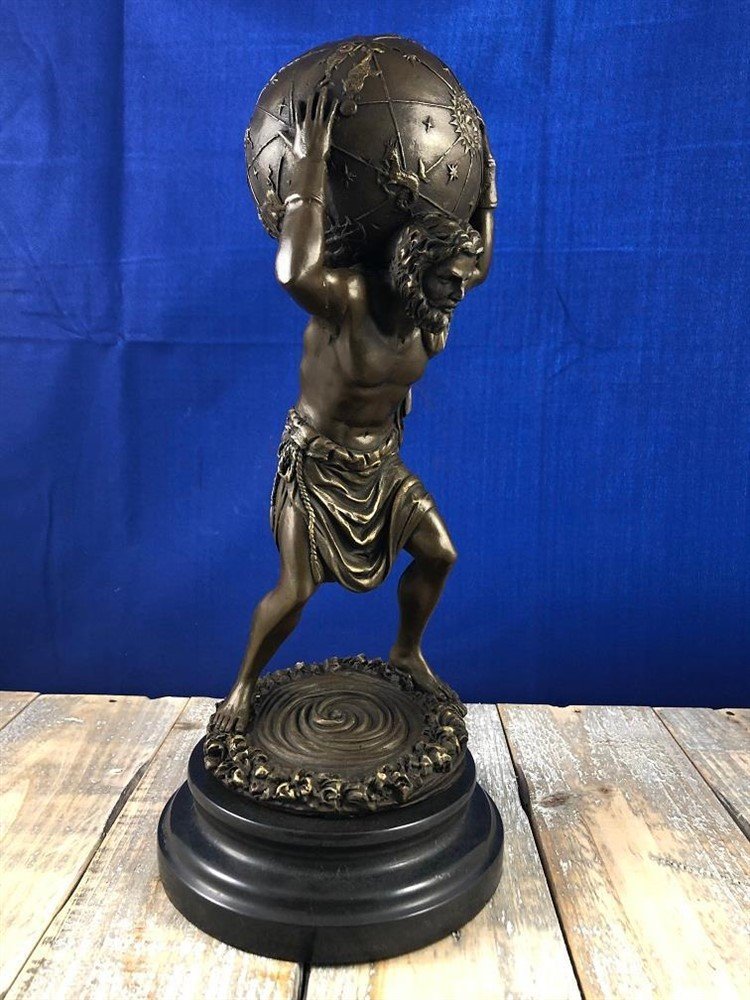 Atlas bronzen beeld met het universum-geschenk - Afbeelding 2