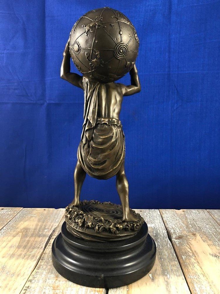 Atlas bronzen beeld met het universum-geschenk - Afbeelding 5