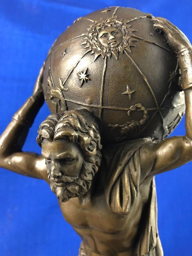 Atlas bronzen beeld met het universum-geschenk - Afbeelding 8