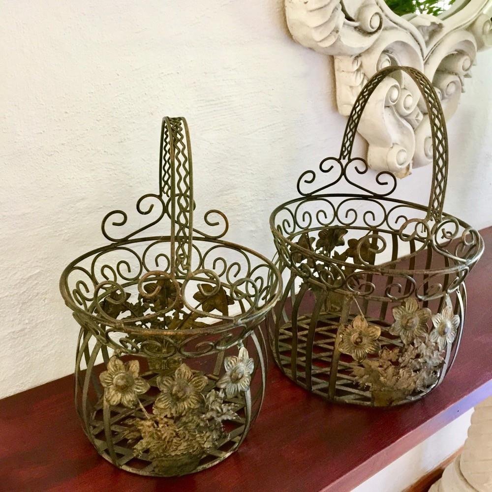 Bloem metalen mand-tuin-decoratie-fruitmand-keuken - Afbeelding 2