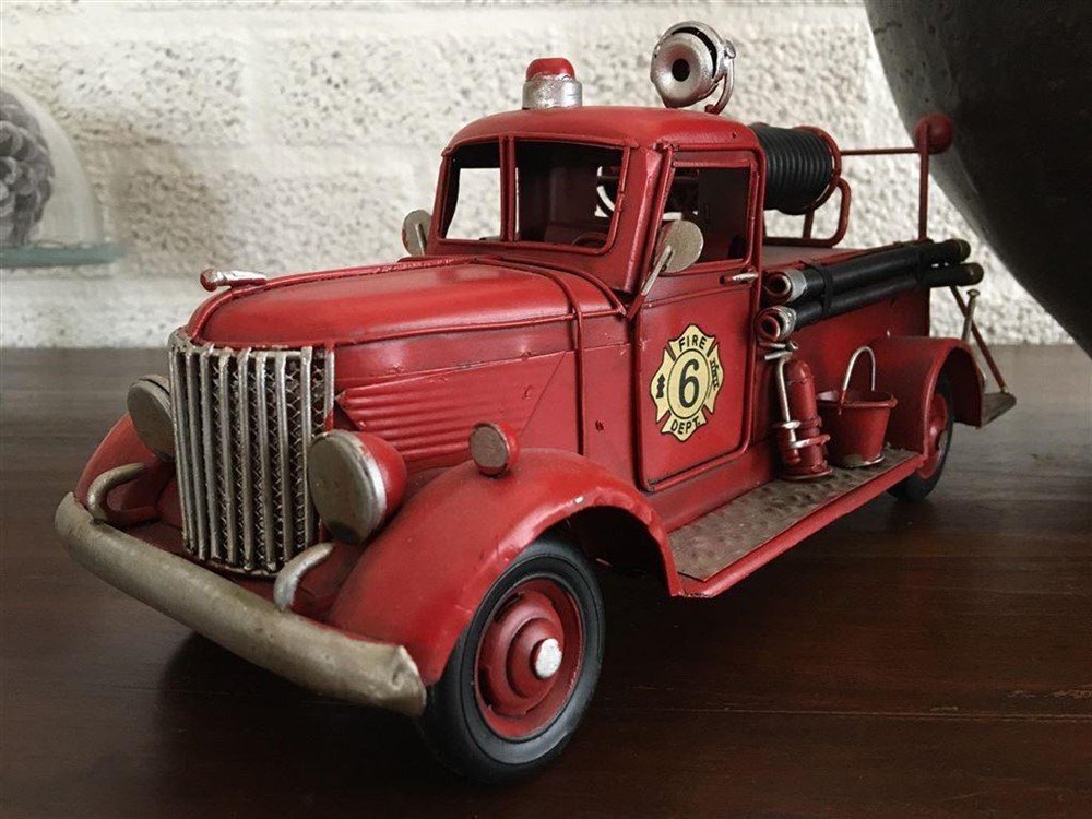 Brandweerauto slangwagen, metaal-auto-brandweer - Afbeelding 3