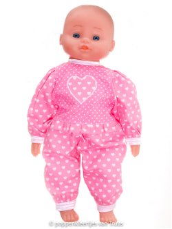 Hema pop 40 cm Roze/wit setje hartjes/stipjes