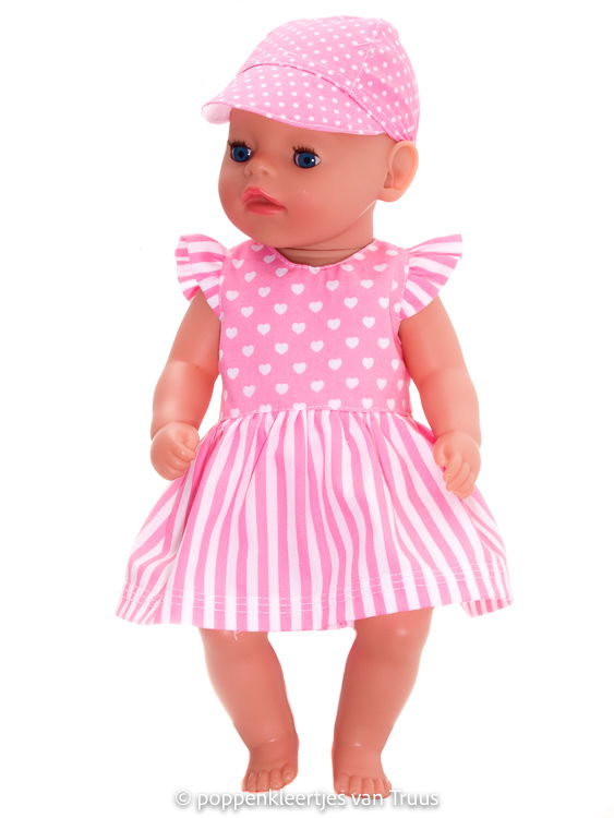 Baby Born Soft 36 cm Zomersetje roze/wit/hartjes/streep/stipjes - nr. 1