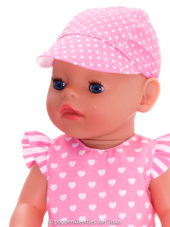 Baby Born Soft 36 cm Zomersetje roze/wit/hartjes/streep/stipjes - Afbeelding 2
