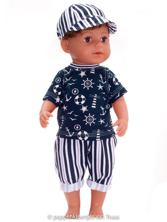 Baby Born 43 cm Jongens setje blauw/wit/streep/maritiem - nr. 1