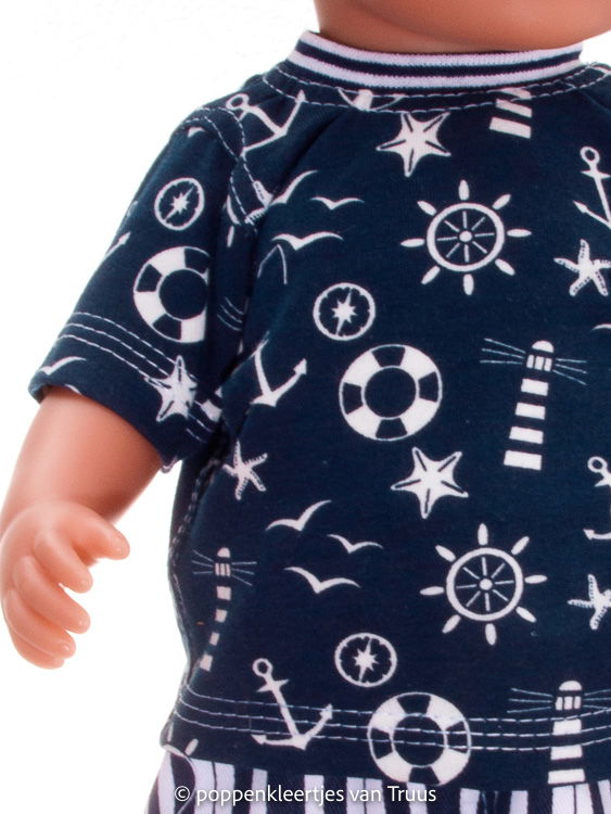 Baby Born 43 cm Jongens setje blauw/wit/streep/maritiem - Afbeelding 2