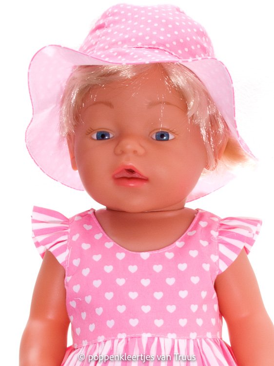 Baby Born 43 cm Zomer setje roze/wit/hartjes/streep/stipjes - Afbeelding 2