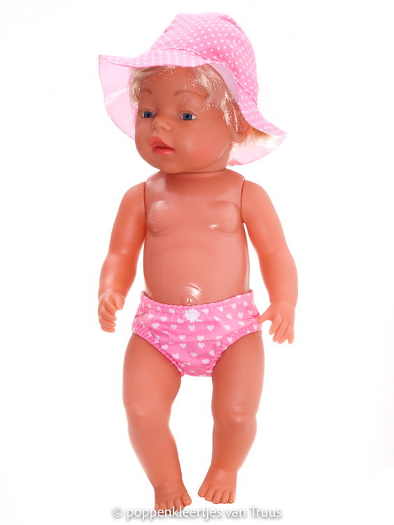 Baby Born 43 cm Zomer setje roze/wit/hartjes/streep/stipjes - Afbeelding 3