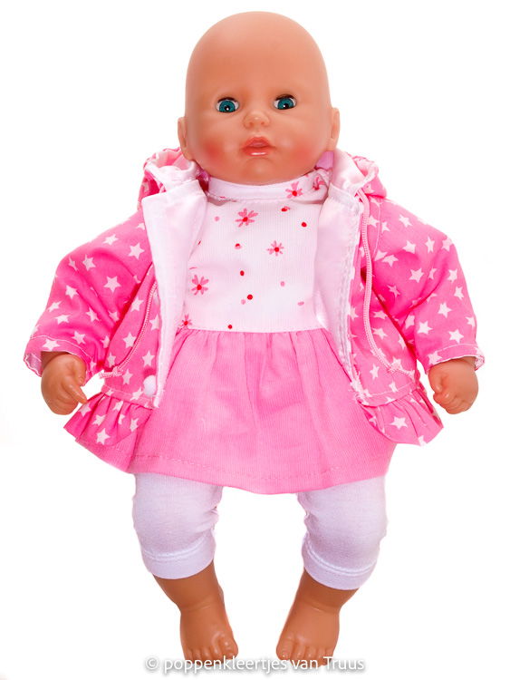 Annabel 36 cm Jasje roze/wit/sterretjes - Afbeelding 3