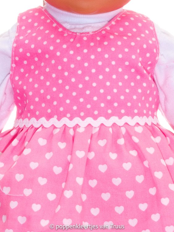Chou Chou 36 cm Overgooier setje roze/wit/stip/hartjes - Afbeelding 2