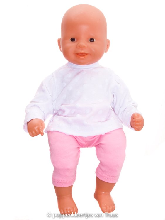 Chou Chou 36 cm Overgooier setje roze/wit/stip/hartjes - Afbeelding 3