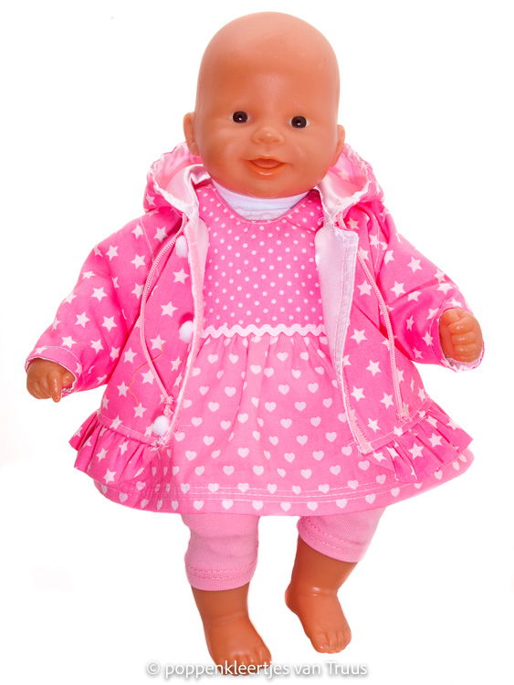 Chou Chou 36 cm Jasje roze/wit/sterretjes - Afbeelding 3