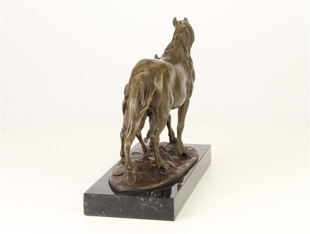 Een bronzen beeld van een paard en veulen-brons-deco - Afbeelding 5