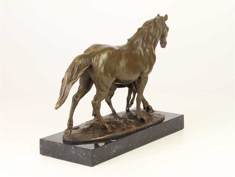 Een bronzen beeld van een paard en veulen-brons-deco - Afbeelding 6