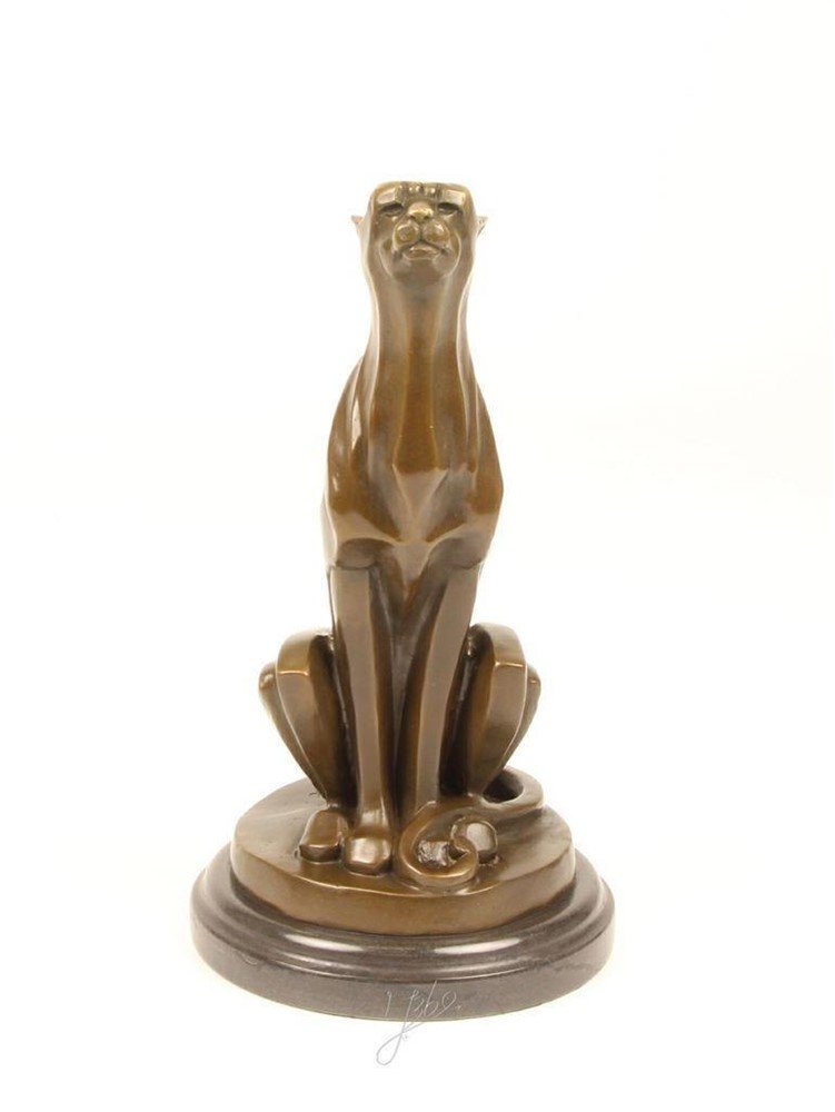 Een bronzen beeld-JACHTLUIPAARD-brons-beeld-marmer - nr. 1