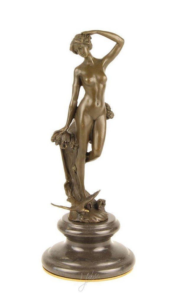 Een prachtige bronzen sculptuur-nymph-marmer-beeld - nr. 1