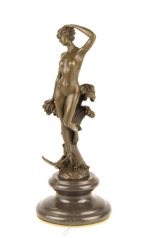 Een prachtige bronzen sculptuur-nymph-marmer-beeld - Afbeelding 2