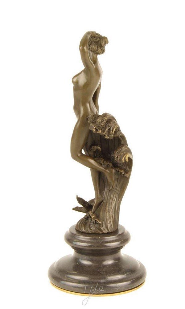 Een prachtige bronzen sculptuur-nymph-marmer-beeld - Afbeelding 3
