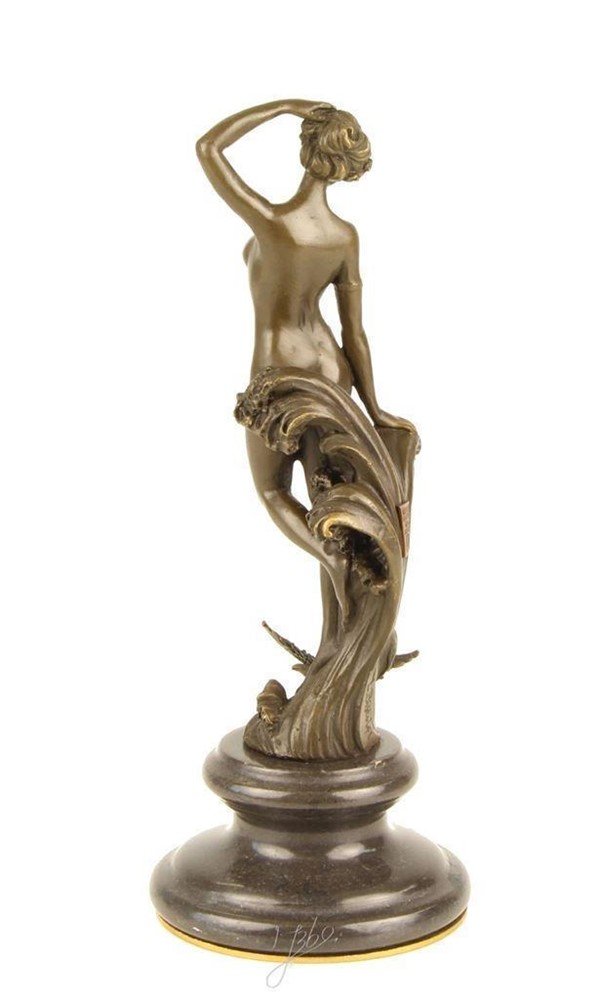 Een prachtige bronzen sculptuur-nymph-marmer-beeld - Afbeelding 4
