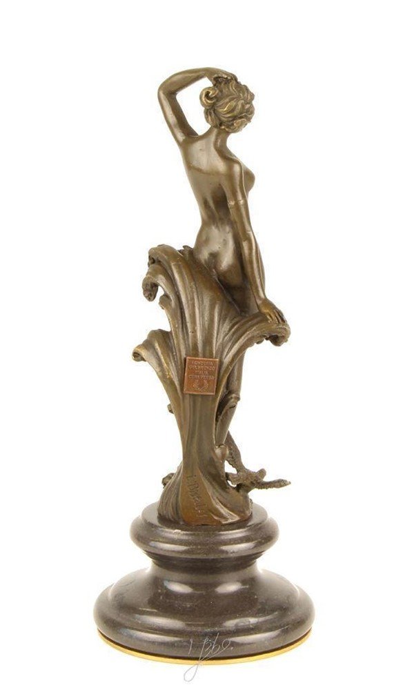 Een prachtige bronzen sculptuur-nymph-marmer-beeld - Afbeelding 6