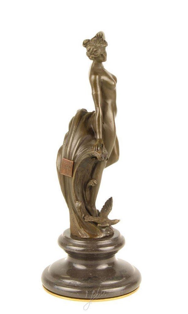 Een prachtige bronzen sculptuur-nymph-marmer-beeld - Afbeelding 7