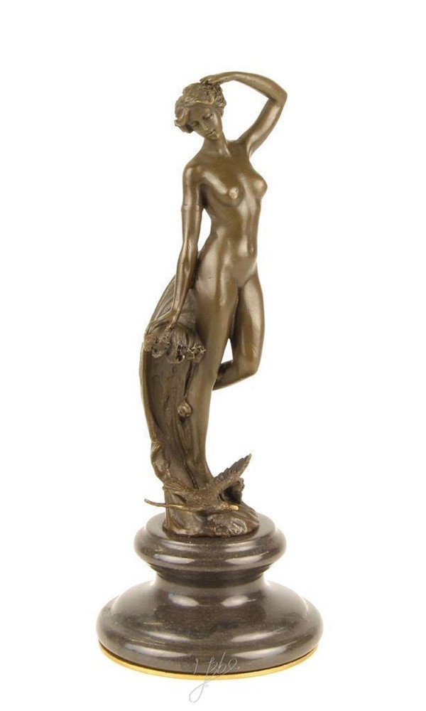 Een prachtige bronzen sculptuur-nymph-marmer-beeld - Afbeelding 8