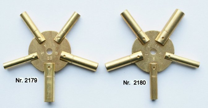 2189B Comtoise kruksleutel, kloksleutel, opwindsleutel met slanke knop. - 3