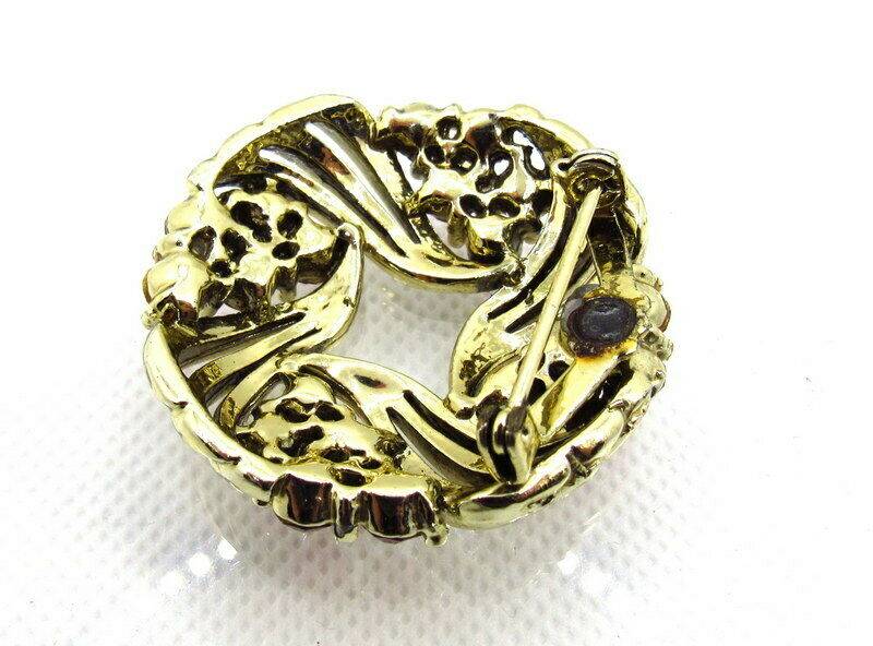 Vintage broche met rozerode strass - Afbeelding 4