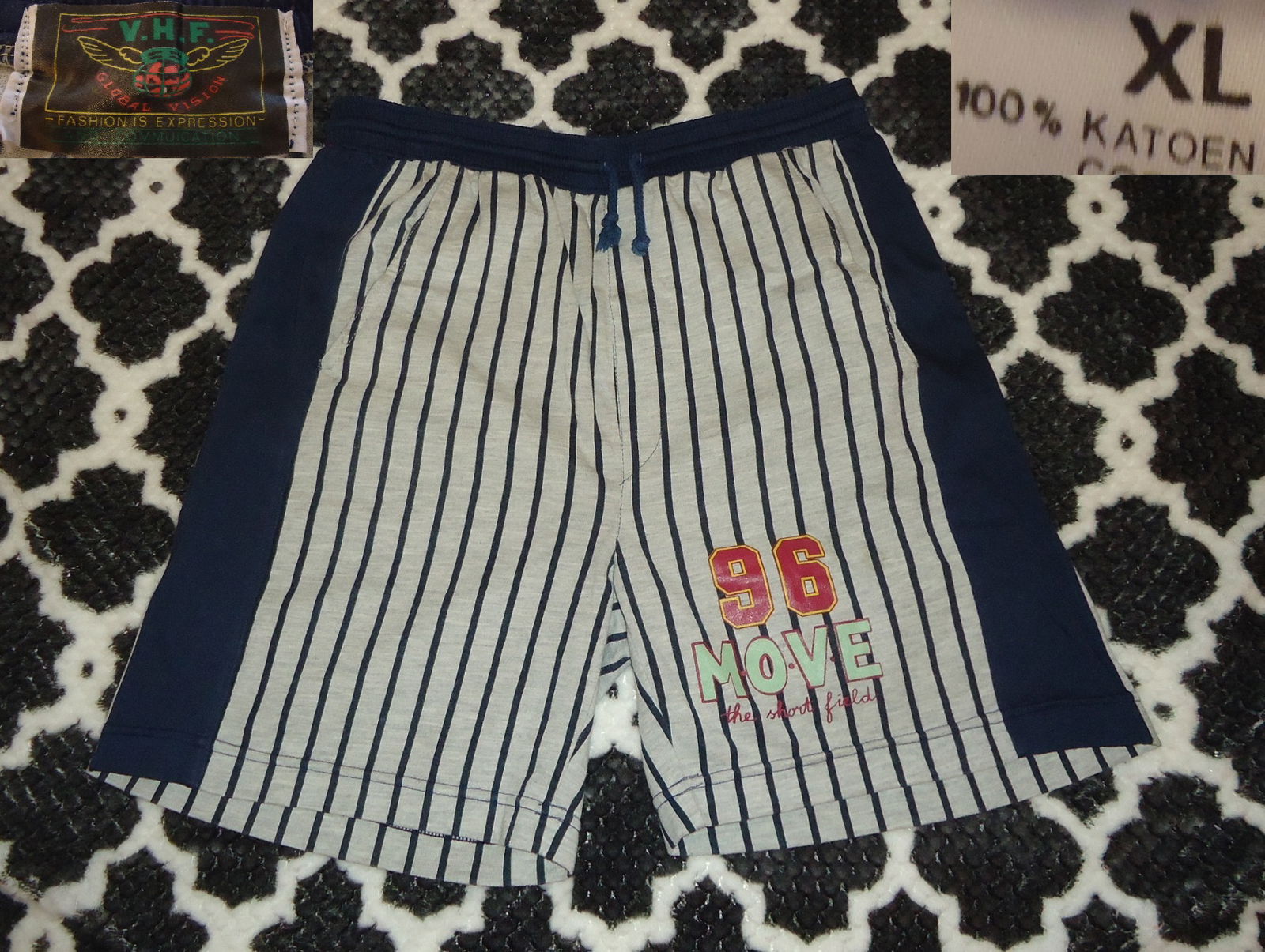 Te koop gestreepte korte broek van 100% katoen (maat: XL). - nr. 1